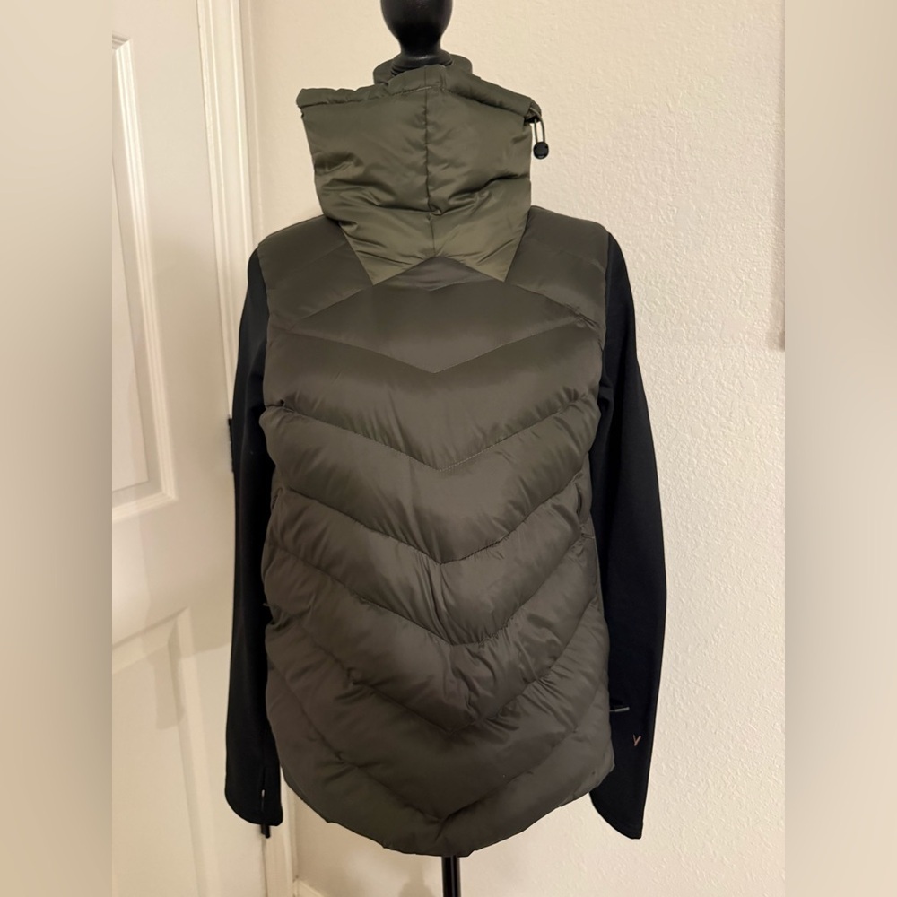 Women's Olive Green Quilted Hooded Puffer Down Pullover